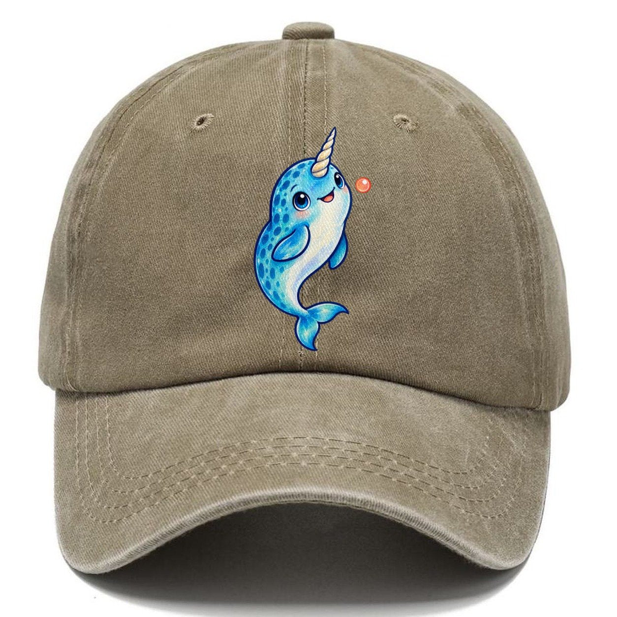 Narwhal Upward Swim Sea Sprite Classic Cap – Warm Sand