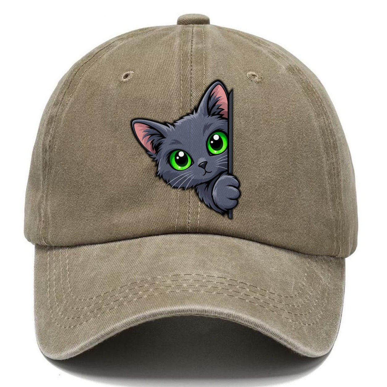 Russian Blue Side Peek Peeking Cats Classic Cap – Warm Sand