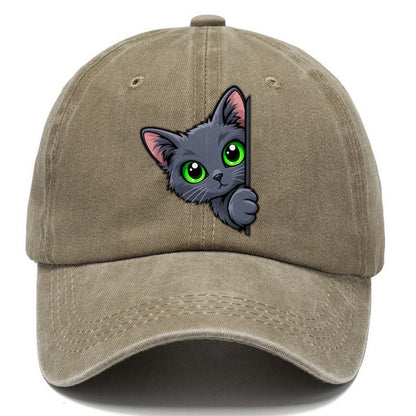 Russian Blue Side Peek Peeking Cats Classic Cap – Warm Sand