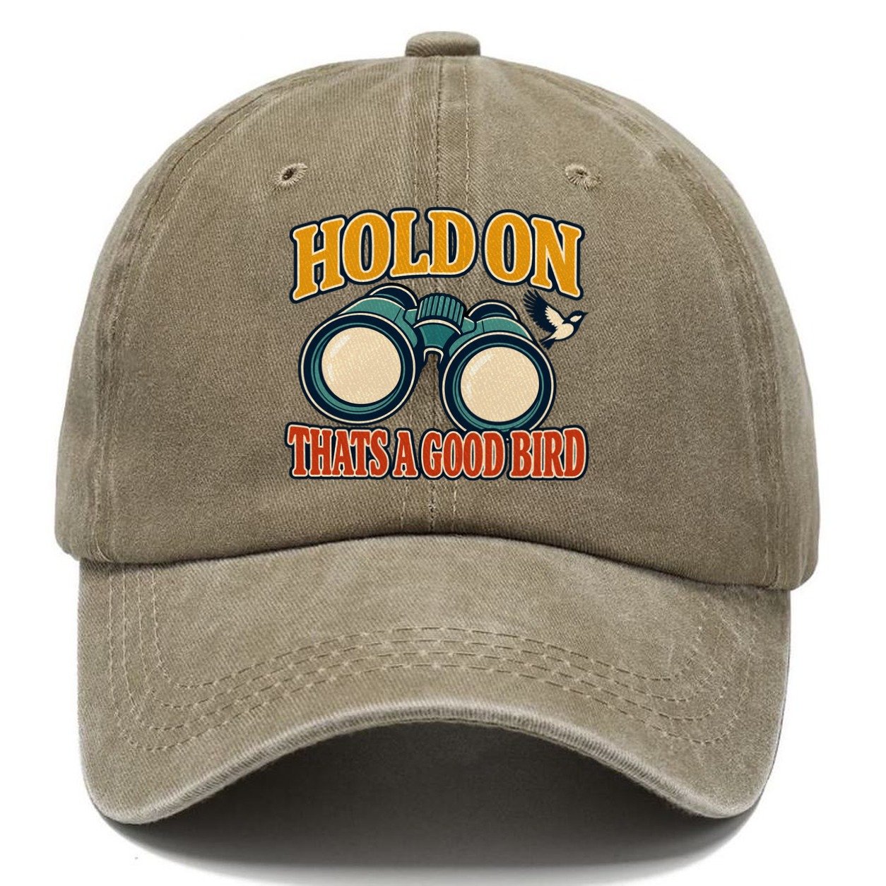 Hold On Thats A Good Bird Birdwatching Classic Cap – Warm Sand