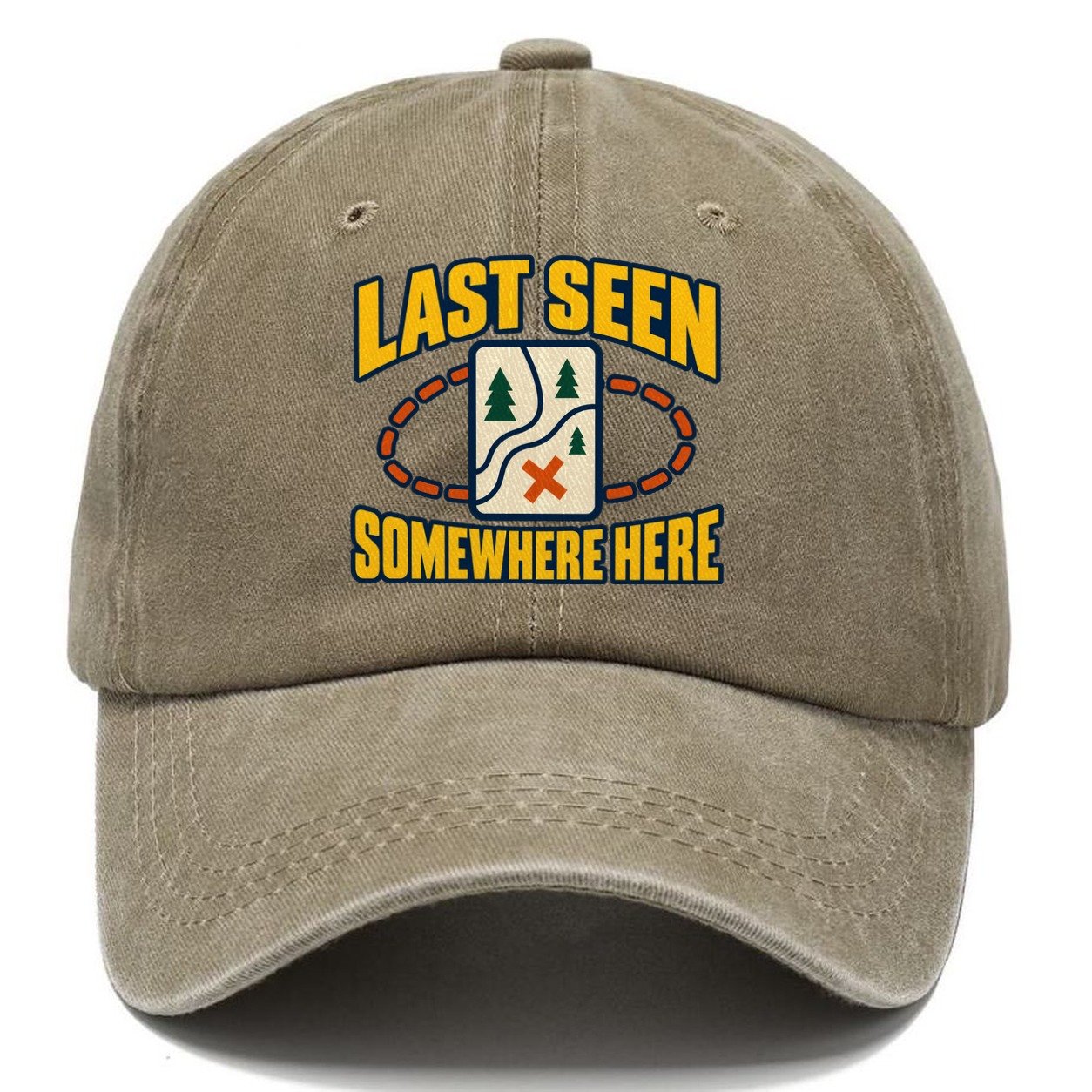 Last Seen Somewhere Here Disc Golf Classic Cap – Warm Sand