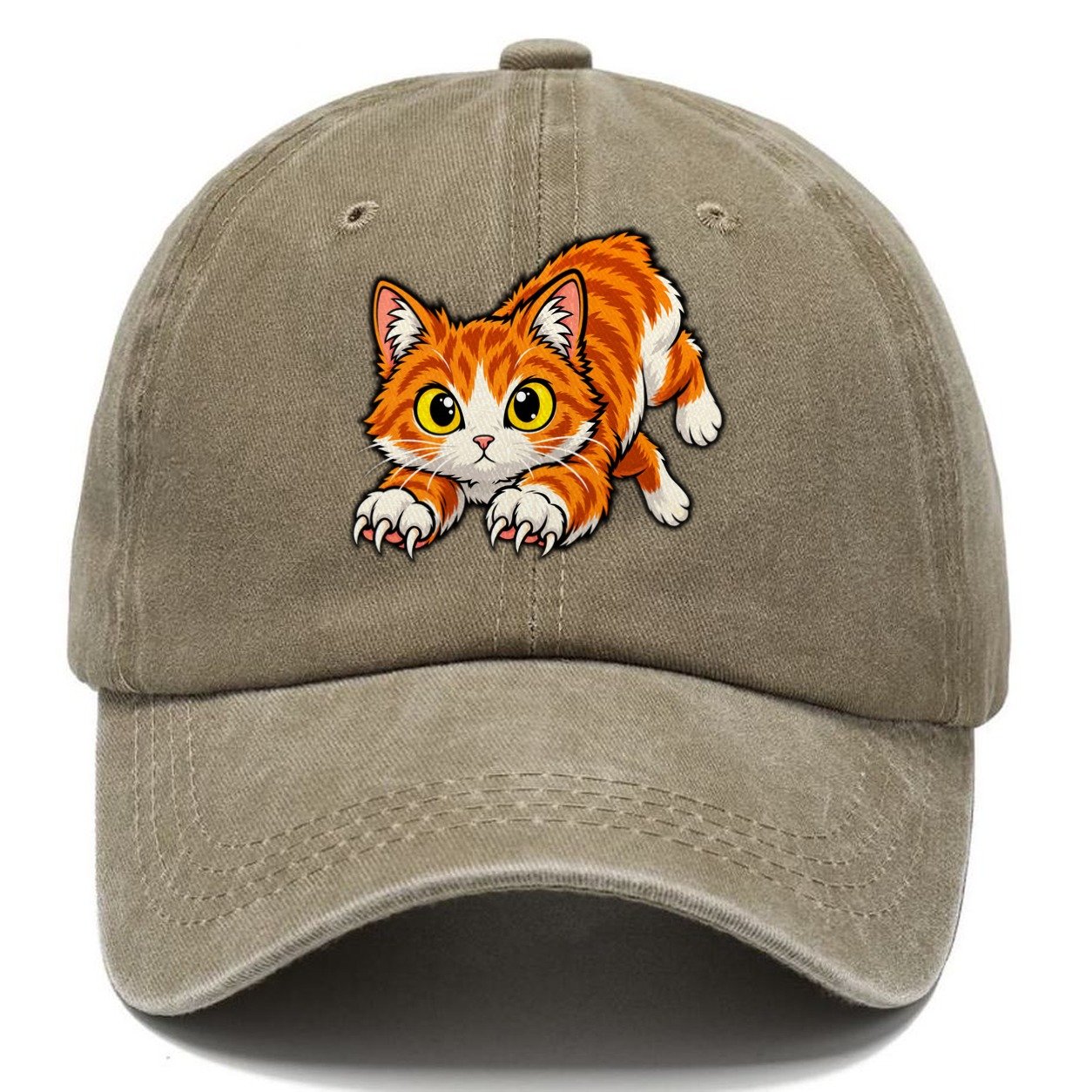 Manx Hopping Peeking Cats Classic Cap – Warm Sand