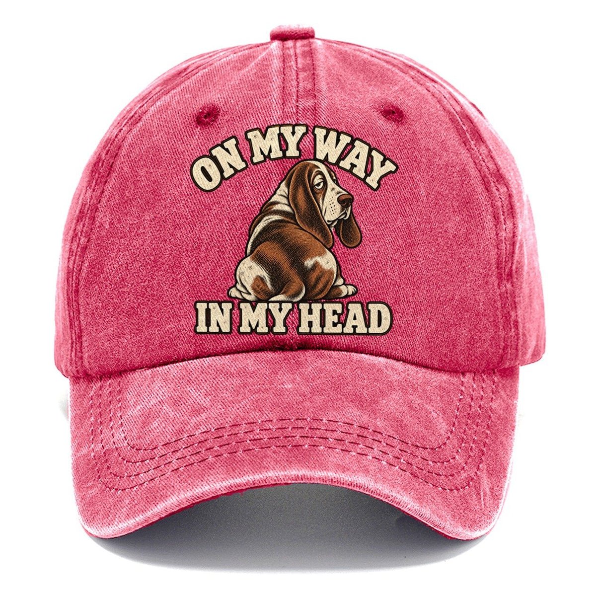 Basset Travelling In Thought Character Club Classic Cap – Pomegranate Blush