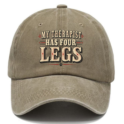 My Therapist Has Four Legs American Wit Classic Cap – Warm Sand