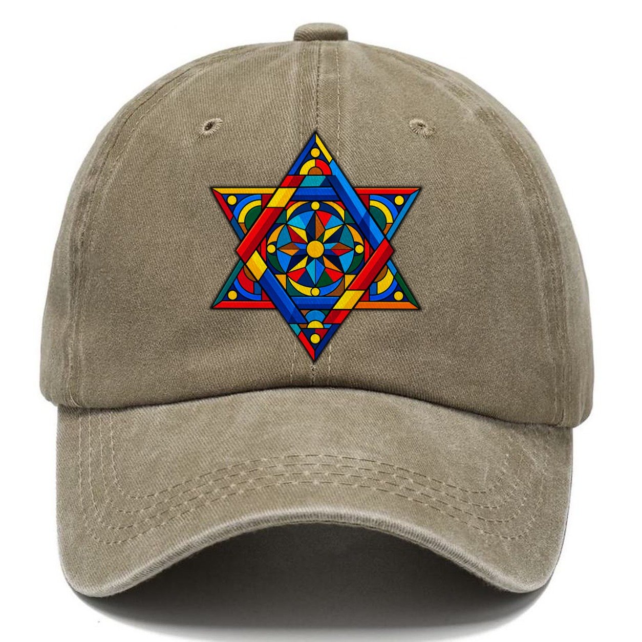 Star Of David Geometric Bauhaus Judaism Heritage Classic Cap – Warm Sand