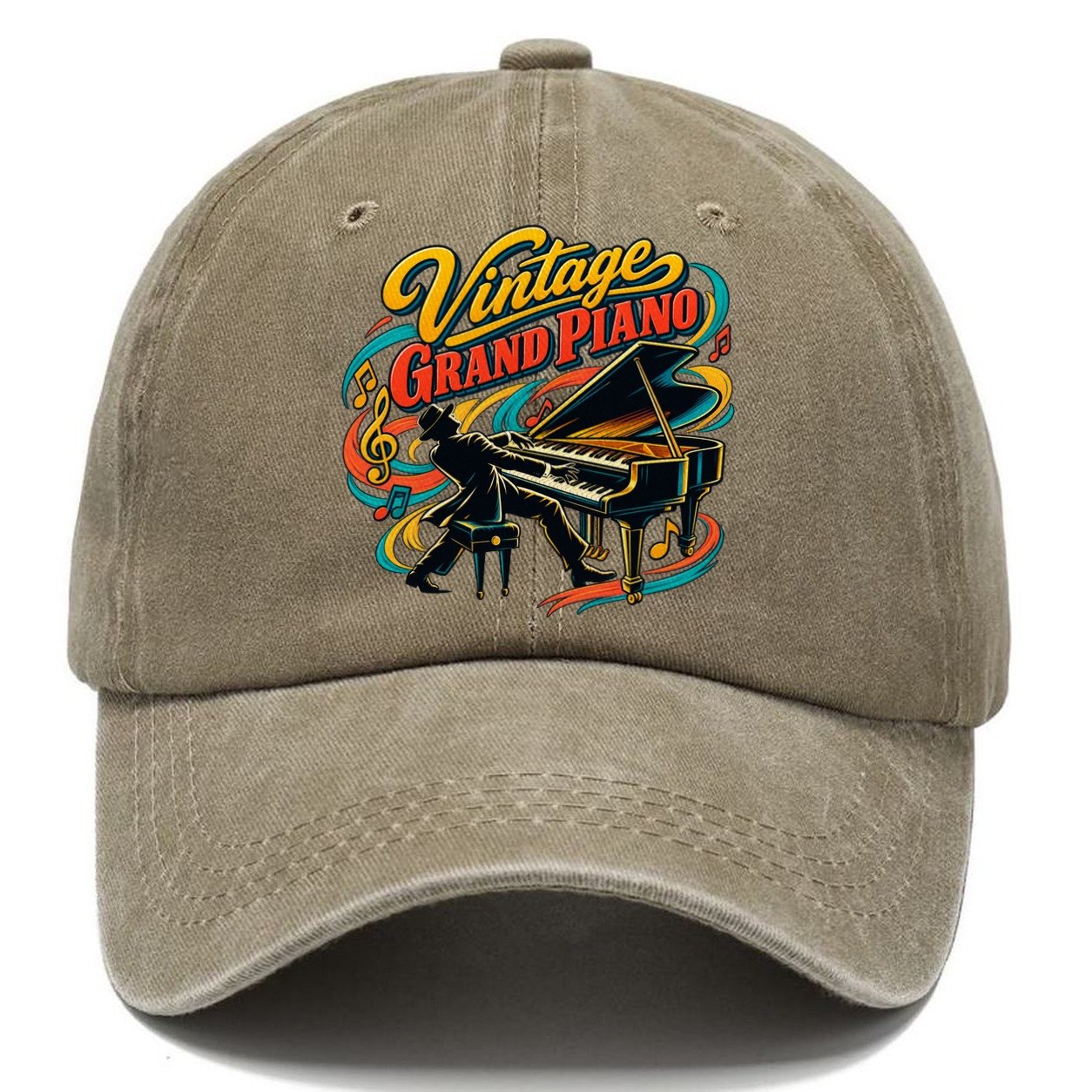 Vintage Grand Piano Music Instruments Classic Cap – Warm Sand
