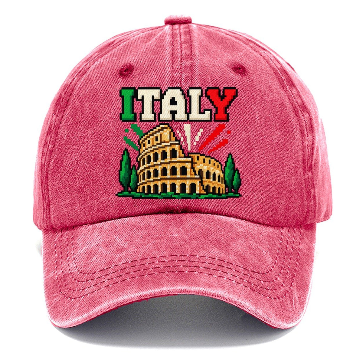 Italy Retro Pixel Badge Classic Cap – Pomegranate Blush