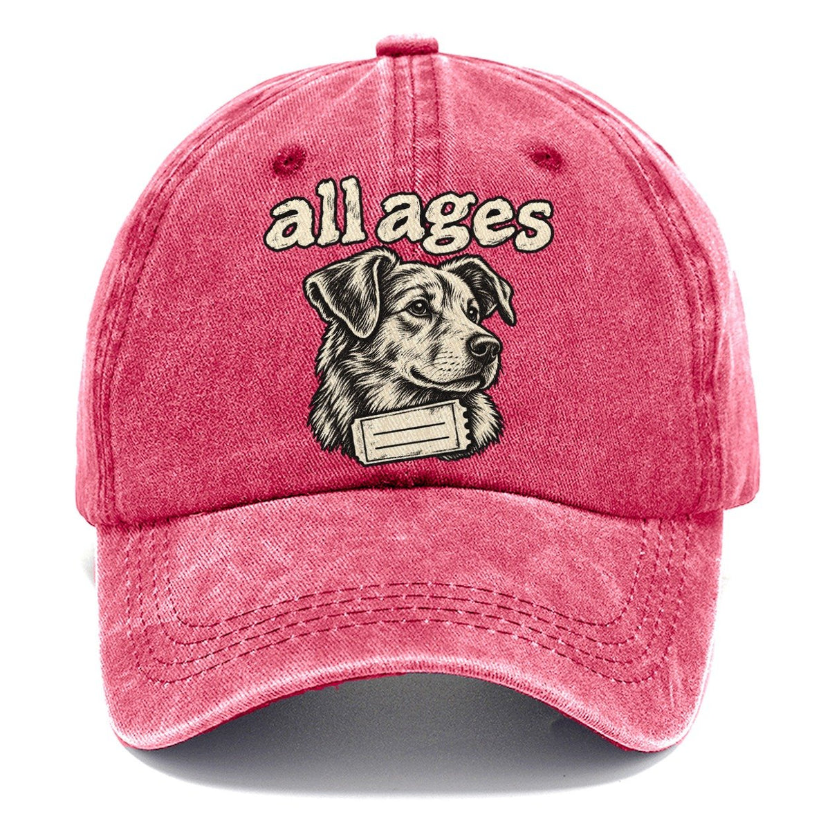 A Dog Head In Three Quarter View Above A Torn Ticket Stub Bark For Me Classic Cap – Pomegranate Blush