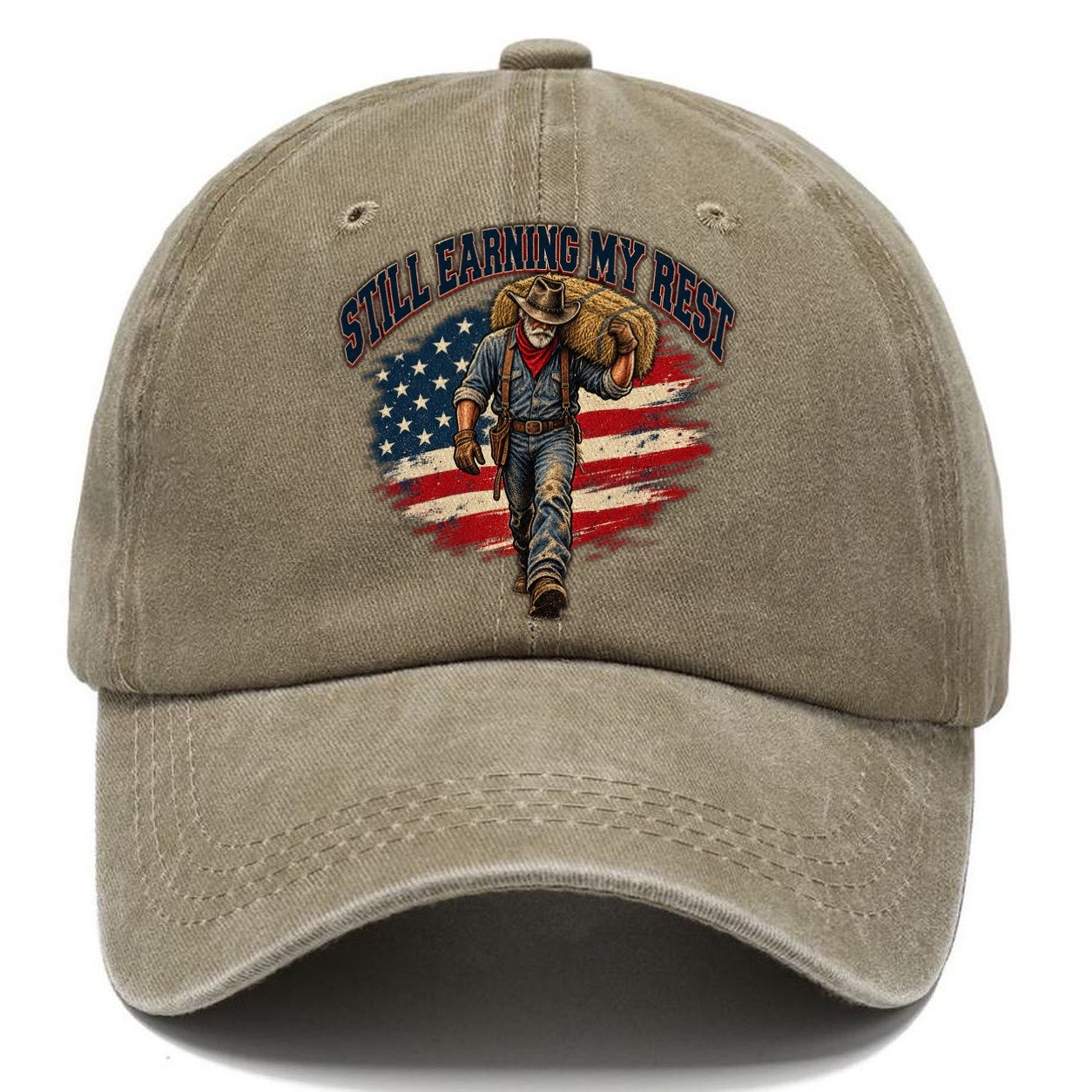 Still Earning My Rest Old Man Strong Classic Cap – Warm Sand