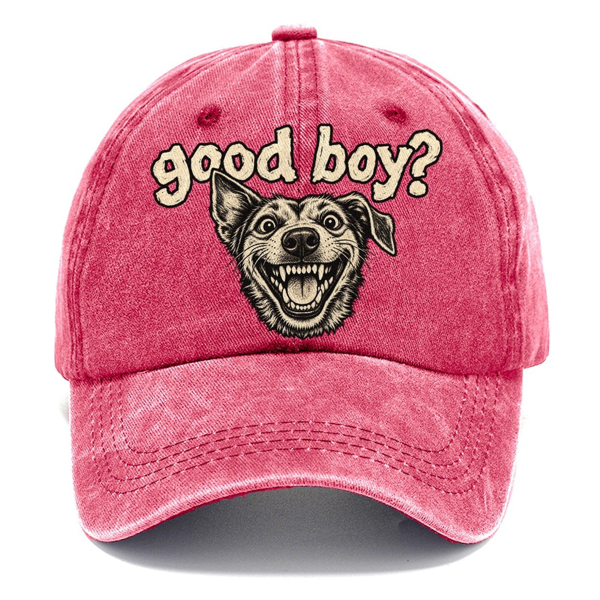 A Wide Eyed Feral Mongrel Head Grinning Straight At The Viewer Bark For Me Classic Cap – Pomegranate Blush
