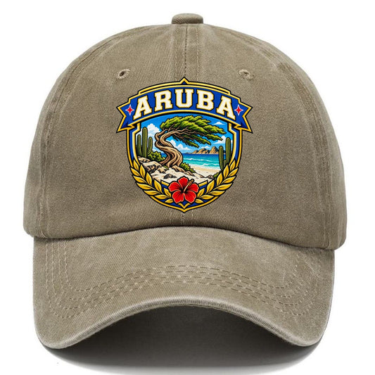 Aruba Retro Badge Country Logos Classic Cap – Warm Sand
