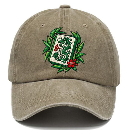 Green Dragon Mahjong Game Night Classic Cap – Warm Sand