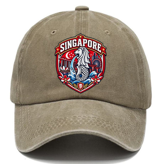 Singapore Retro Badge Country Logos Classic Cap – Warm Sand