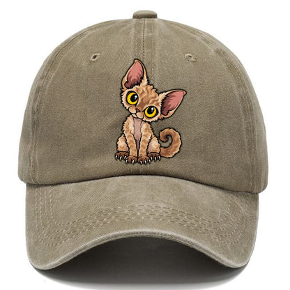 Devon Rex Head Tilt Peeking Cats Classic Cap – Warm Sand