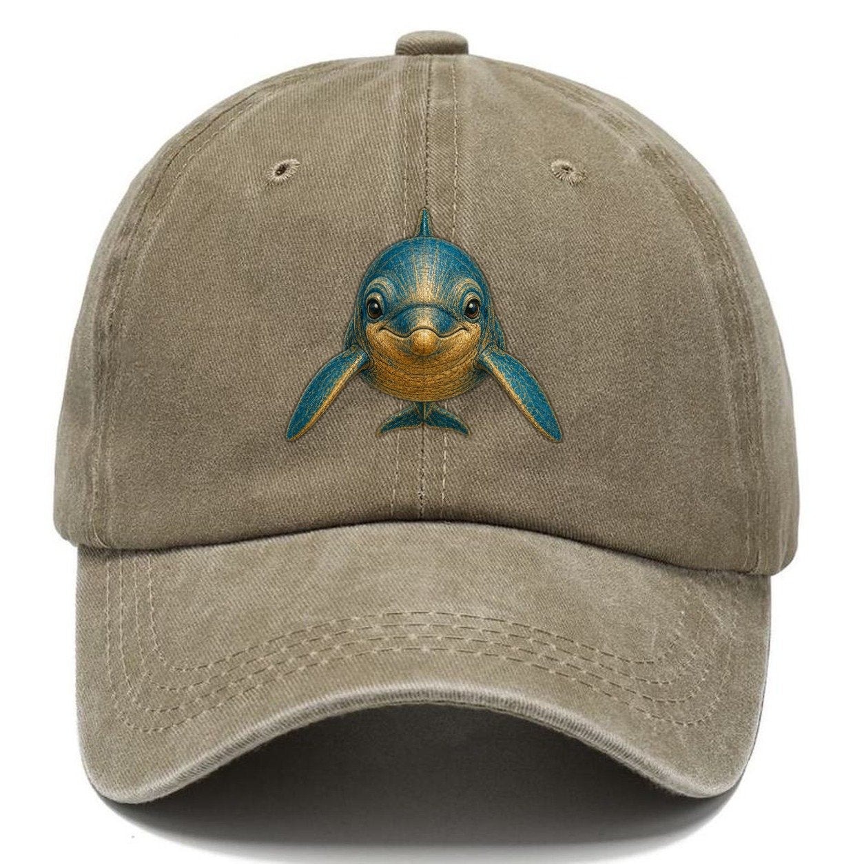 Vintage Blue and Gold Dolphin Classic Cap – Warm Sand