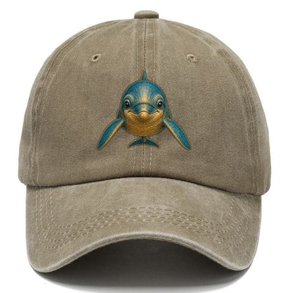 Vintage Blue and Gold Dolphin Classic Cap – Warm Sand
