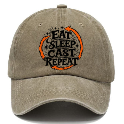 Eat Sleep Cast Repeat Slogan Witch Magic Classic Cap – Warm Sand