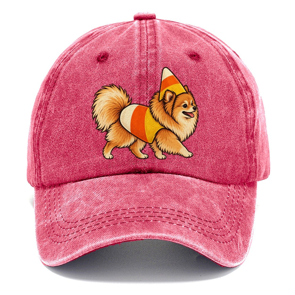 One Pomeranian In Halloween Costume Candy Corn Costume Tri Color Pointed Cone Halloween Dog Parade Classic Cap – Pomegranate Blush