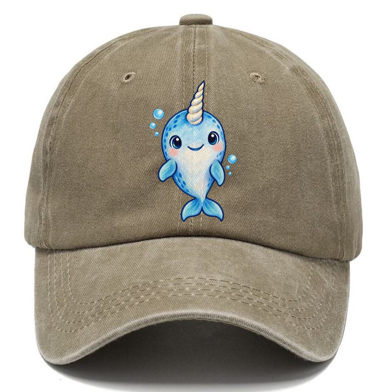 Narwhal Front Tusk Hello Sea Sprite Classic Cap – Warm Sand