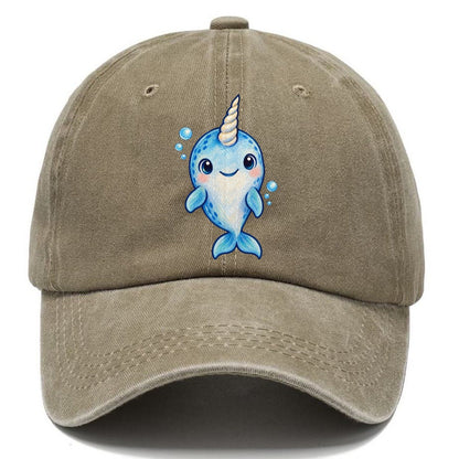 Narwhal Front Tusk Hello Sea Sprite Classic Cap – Warm Sand