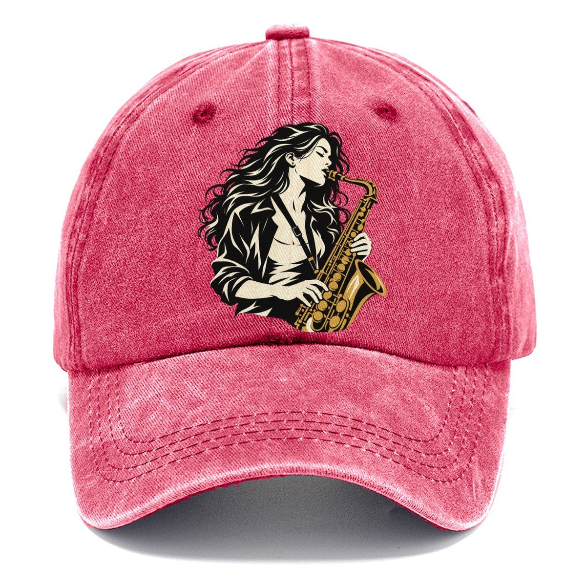 Woman Playing Saxophone Classic Cap – Pomegranate Blush