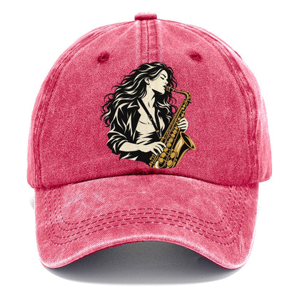 Woman Playing Saxophone Classic Cap – Pomegranate Blush