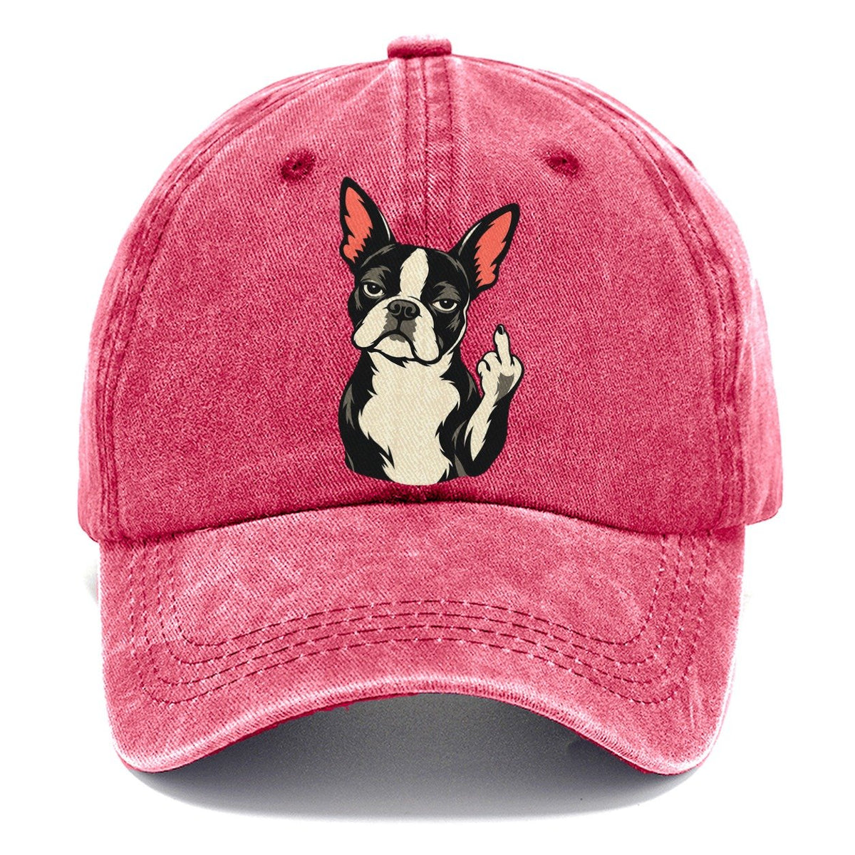 Boston Terrier Middle Finger Classic Cap – Pomegranate Blush