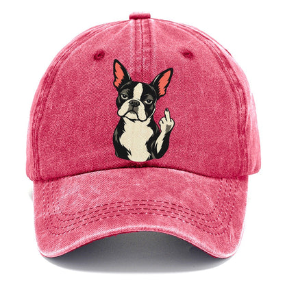 Boston Terrier Middle Finger Classic Cap – Pomegranate Blush