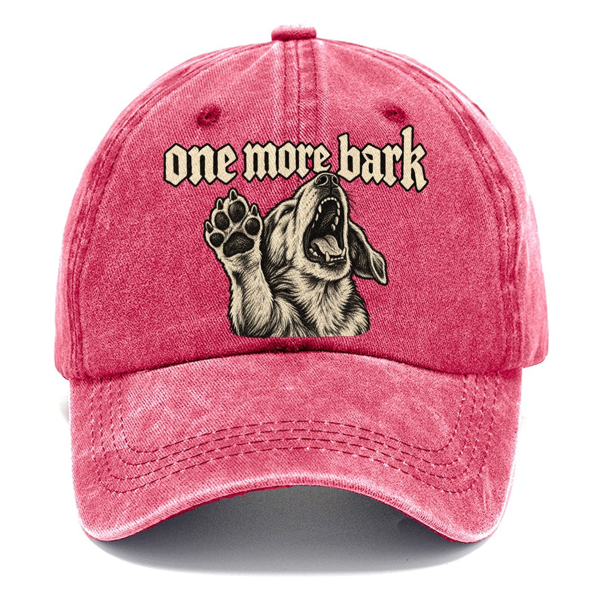 A Dog Head Mid Howl With One Front Paw Raised To The Viewer Bark For Me Classic Cap – Pomegranate Blush