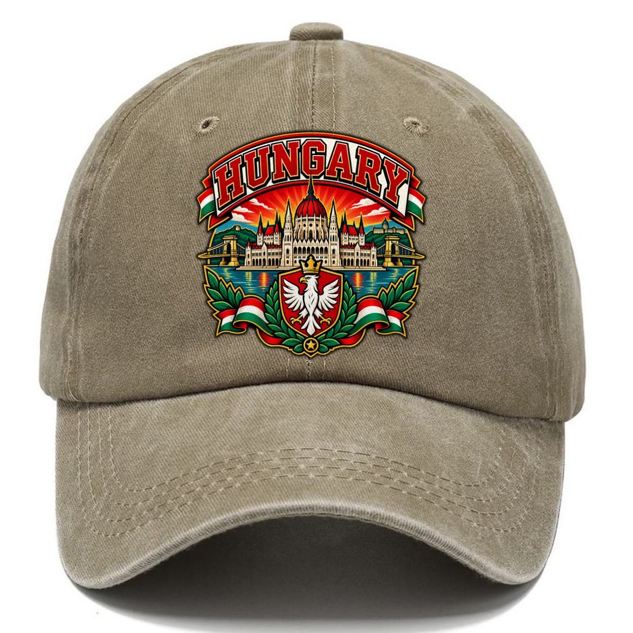 Hungary Retro Badge Country Logos Classic Cap – Warm Sand