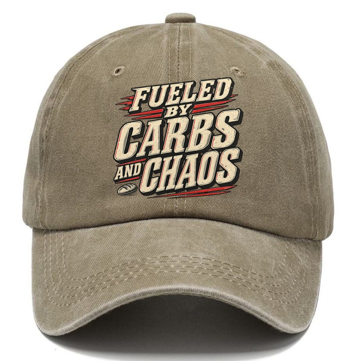 Fueled By Carbs And Chaos American Wit Classic Cap – Warm Sand