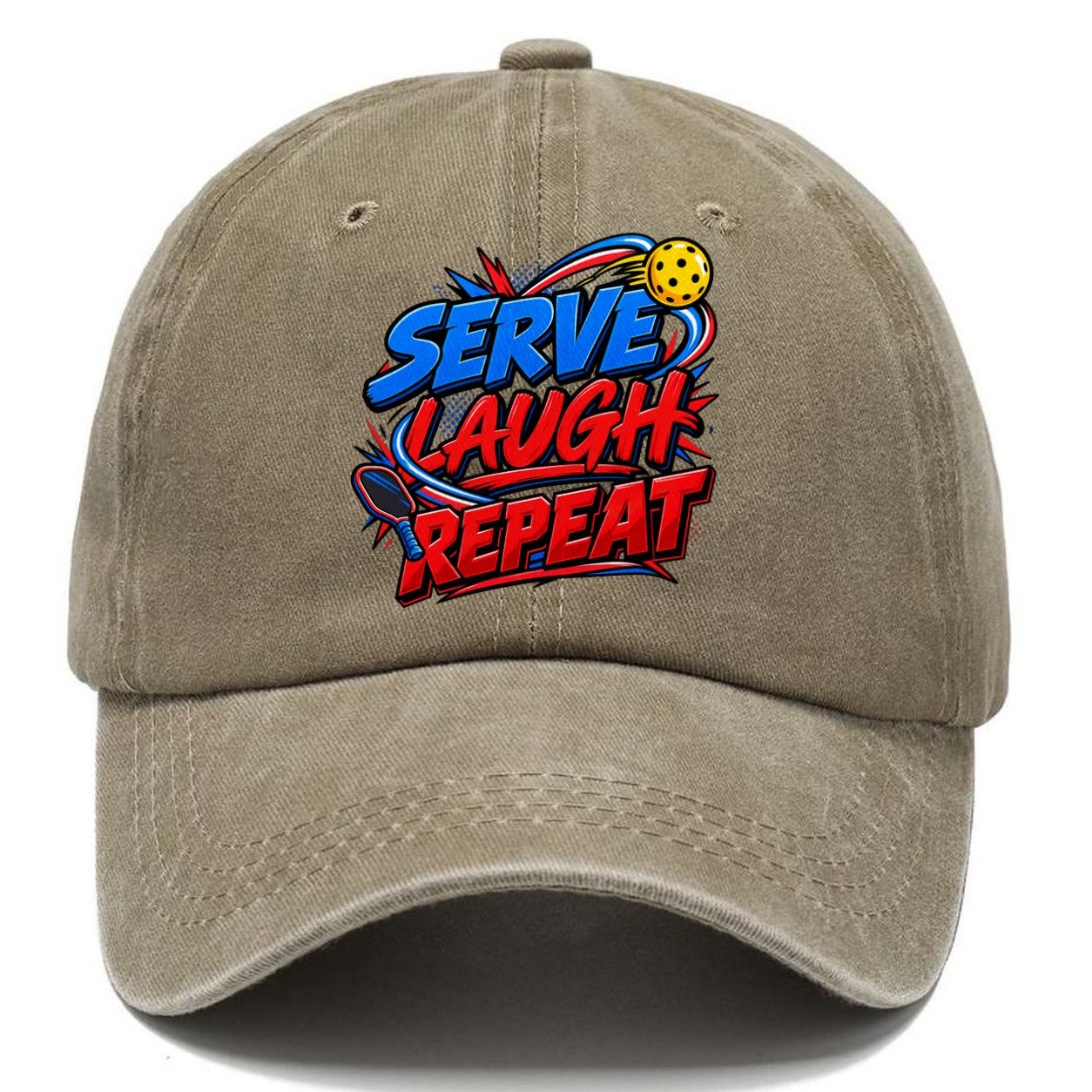 Serve Laugh Repeat Pickleball Life Classic Cap – Warm Sand