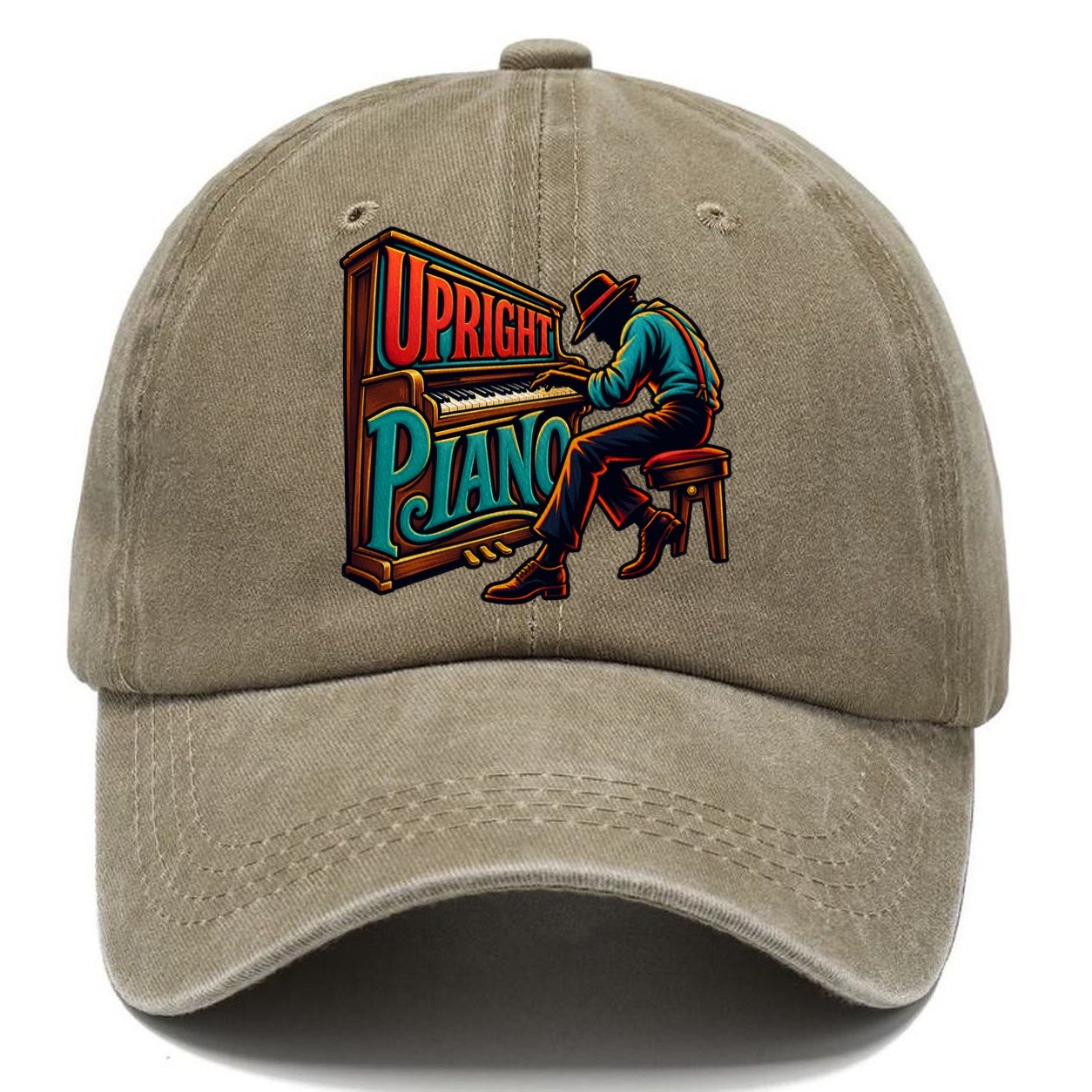 Upright Piano Wordmark Music Instruments Classic Cap – Warm Sand