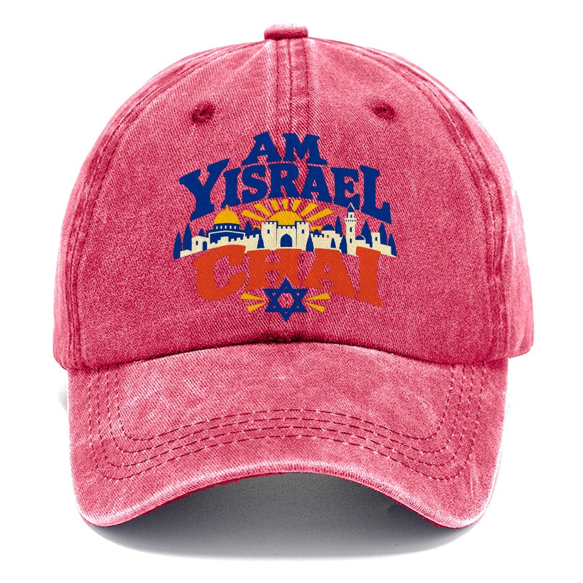 Am Yisrael Chai Lettering Jerusalem Classic Cap – Pomegranate Blush