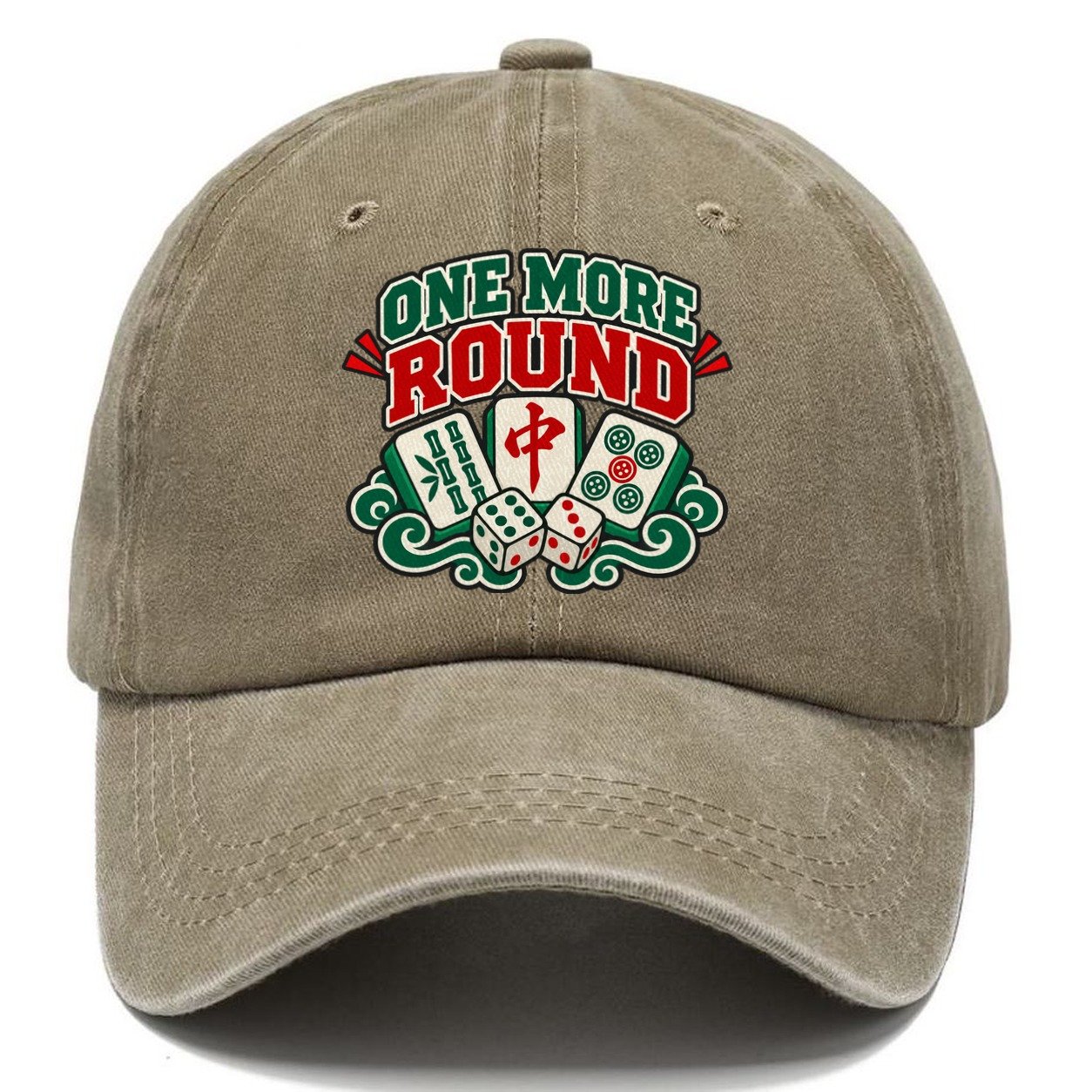 One More Round Mahjong Game Night Classic Cap – Warm Sand