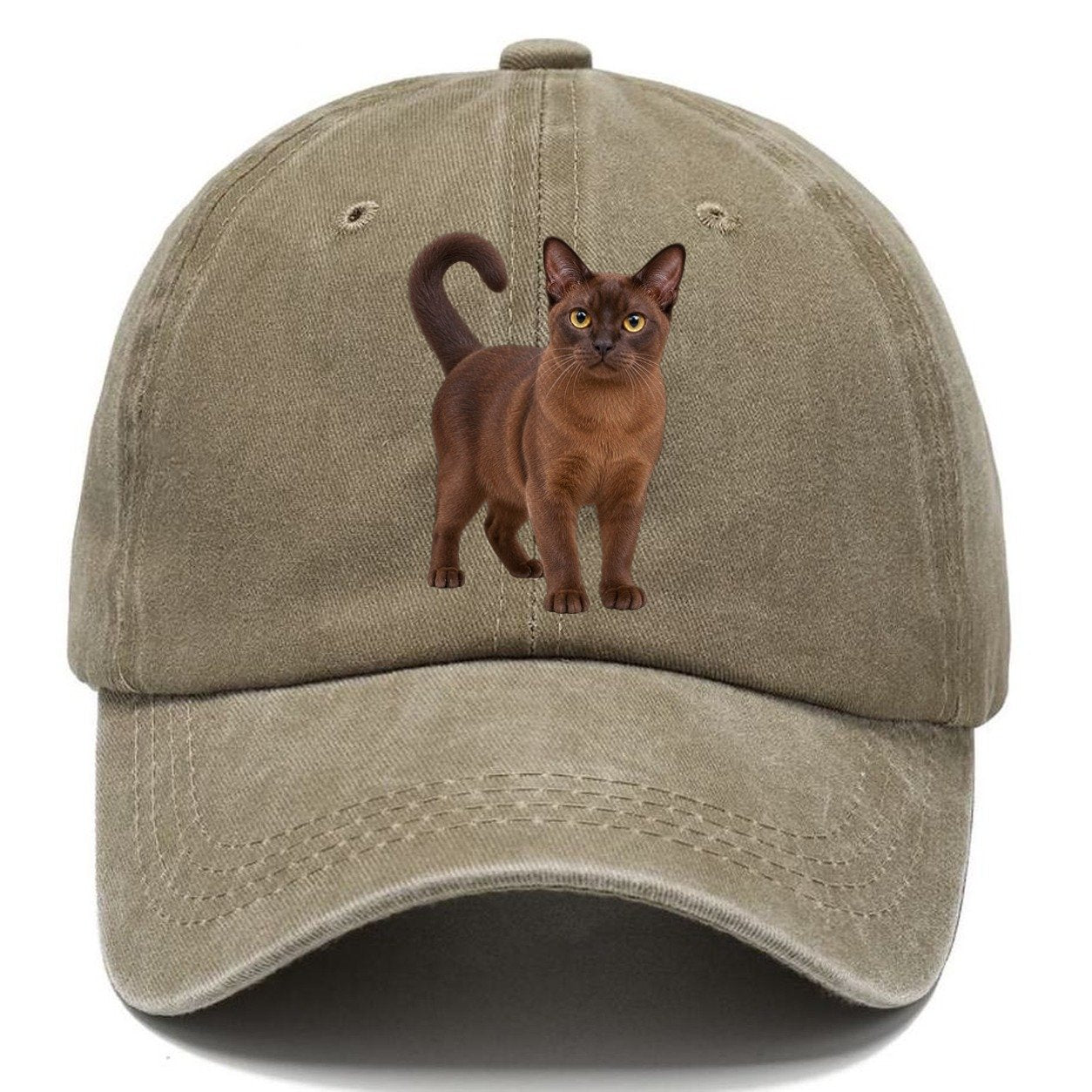 Burmese Standing Three Quarter Realistic Cat Portrait Classic Cap – Warm Sand