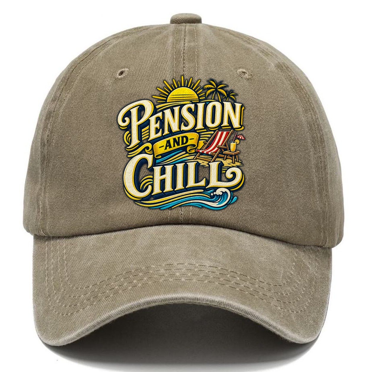 Pension And Chill Retired Living Classic Cap – Warm Sand