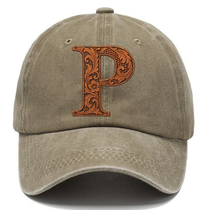 Tooled Leather P Monogram Classic Cap – Warm Sand