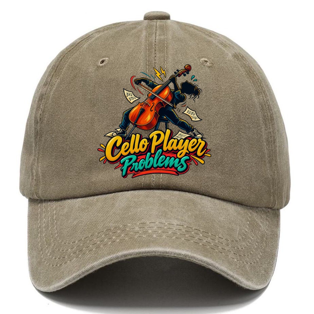 Cello Player Problems Music Instruments Classic Cap – Warm Sand