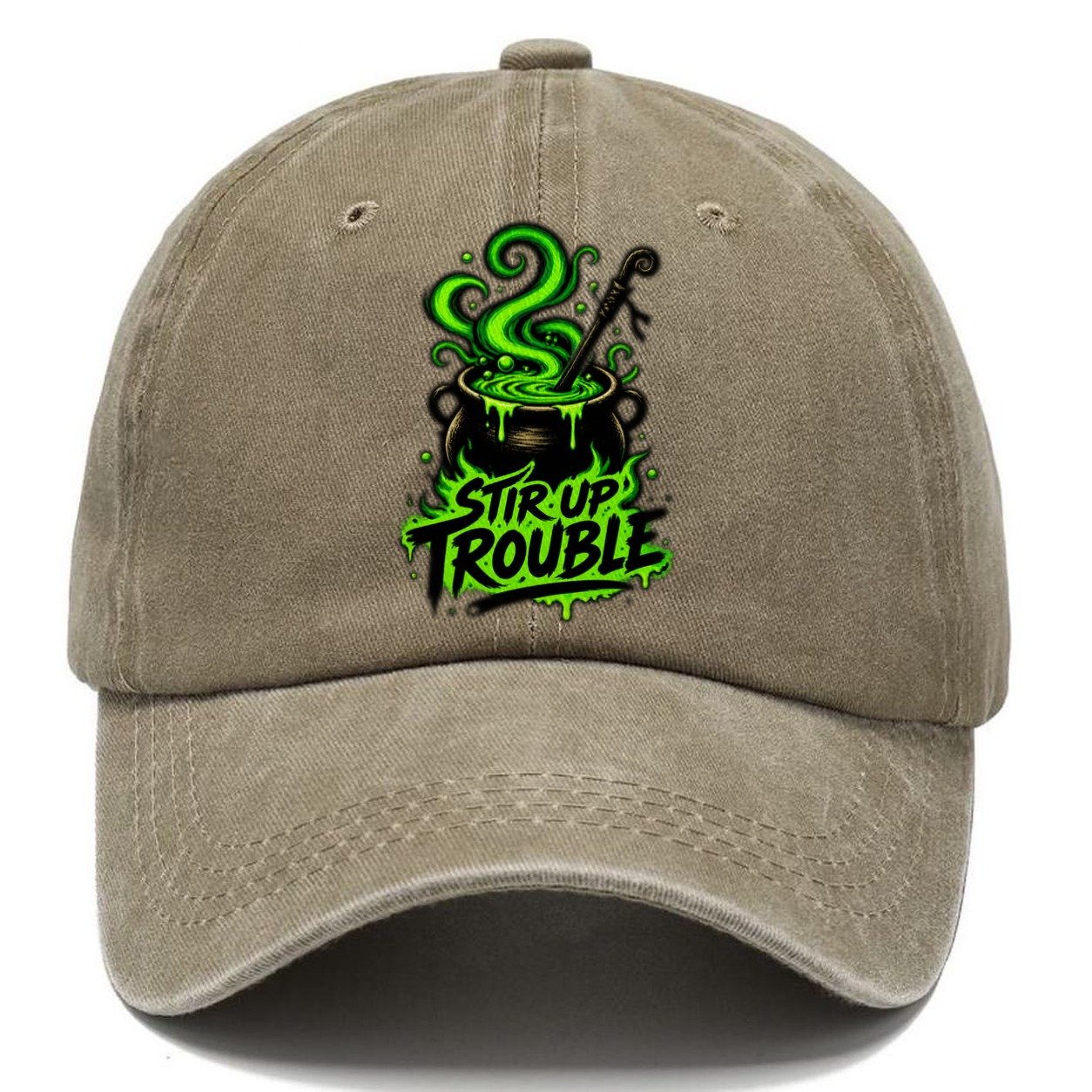 Stir Up Trouble Slogan Witch Magic Classic Cap – Warm Sand