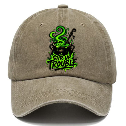 Stir Up Trouble Slogan Witch Magic Classic Cap – Warm Sand