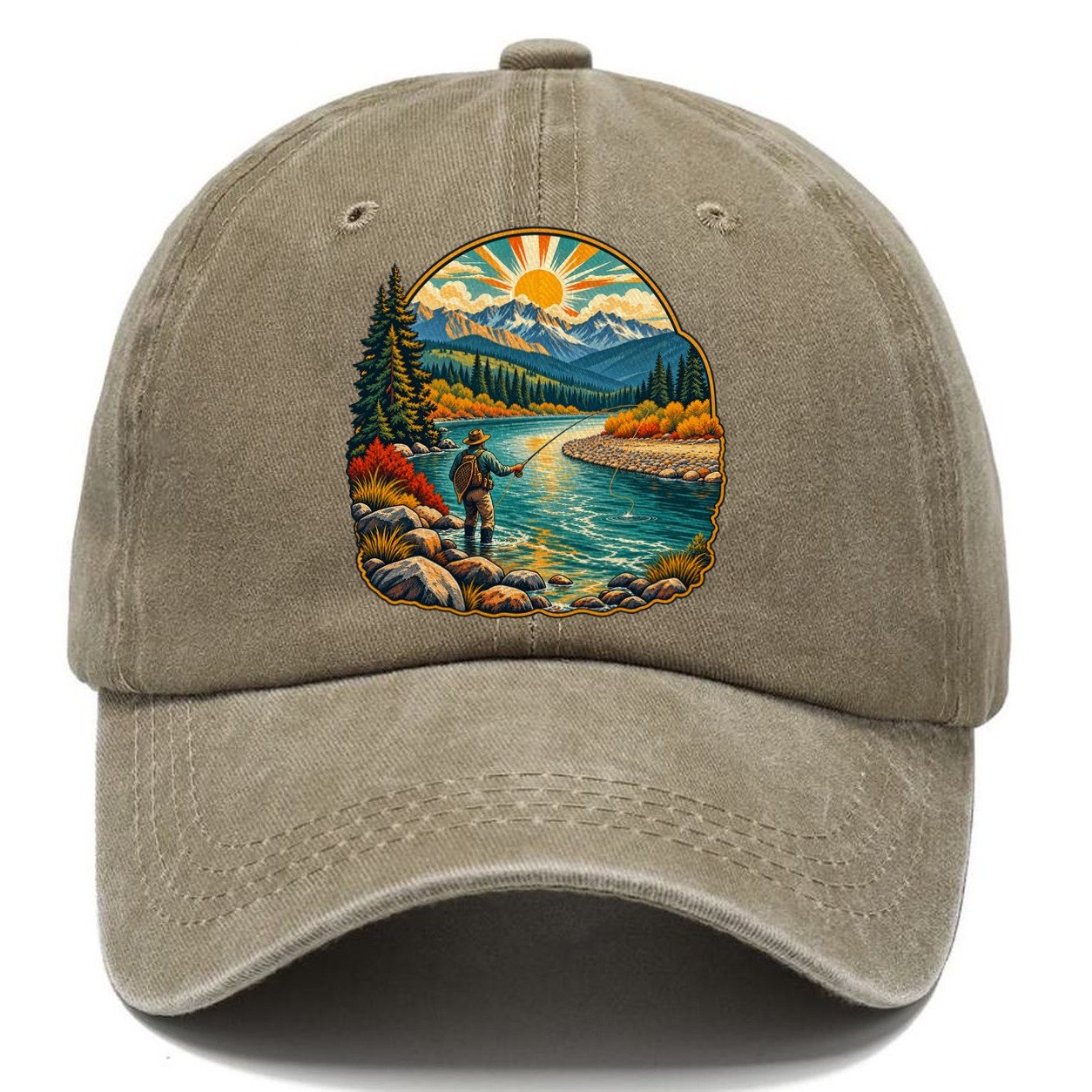 River Bend Fly Water Fishing Club Classic Cap – Warm Sand