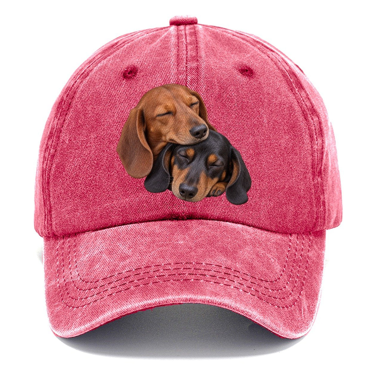 Dachshund Sleeping Pair Character Club Classic Cap – Pomegranate Blush