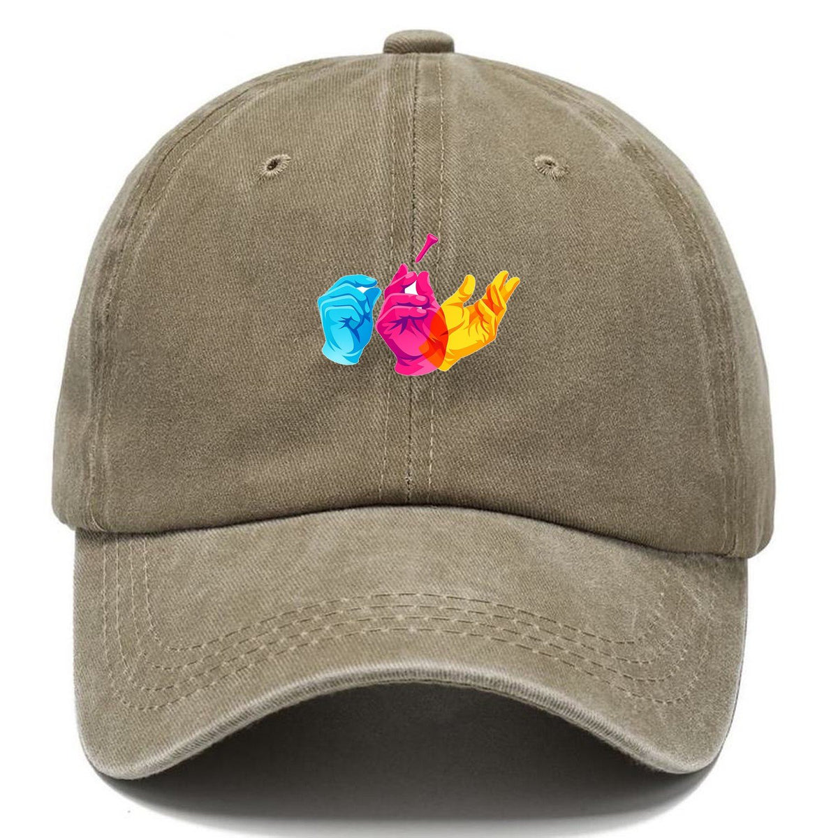 Golf Tee Hand Signs Classic Cap – Warm Sand