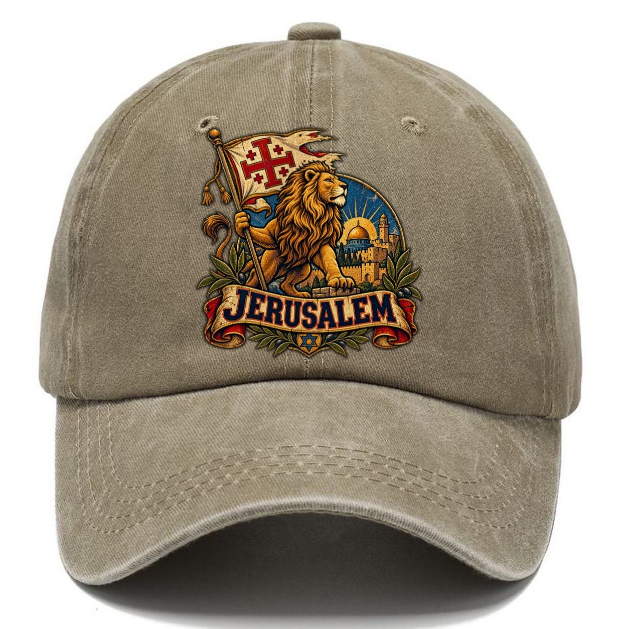 Lion With Jerusalem Banner Jerusalem Classic Cap – Warm Sand