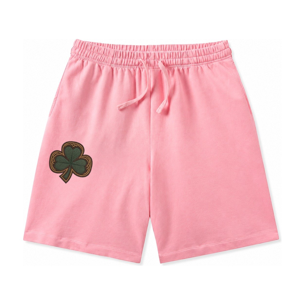 Shamrock Three Leaf Clover With Celtic Border Design Washed Shorts – Pink