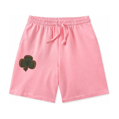 Shamrock Three Leaf Clover With Celtic Border Design Washed Shorts – Pink