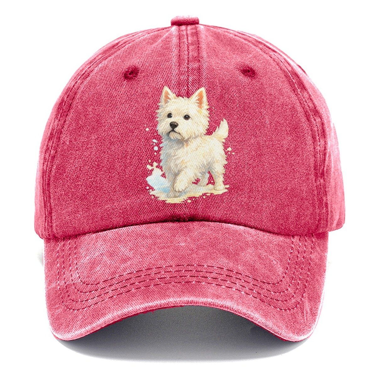 Westie Watercolor Portrait Classic Cap – Pomegranate Blush