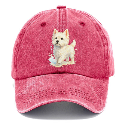 Westie Watercolor Portrait Classic Cap – Pomegranate Blush