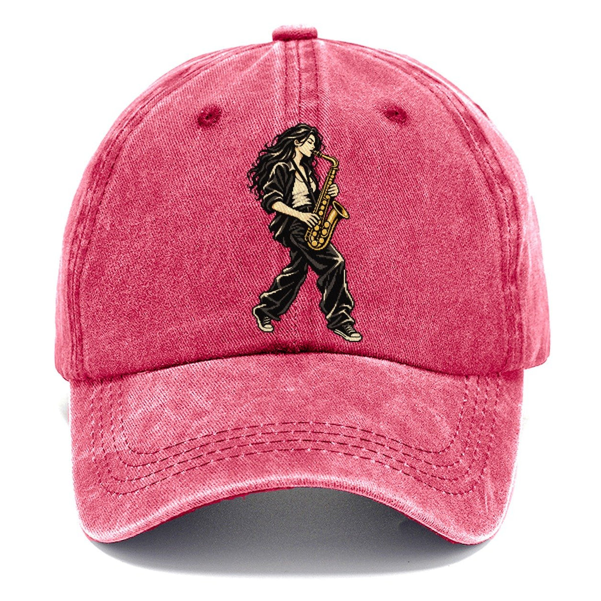Woman Playing Saxophone Classic Cap – Pomegranate Blush